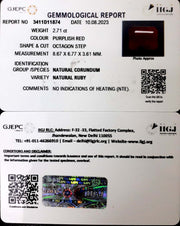 2.71/CT Natural Neo Burma Ruby with Govt. Lab Certificate (5661)